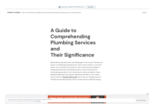 A Guide to Comprehending Plumbing Services and Their Significance