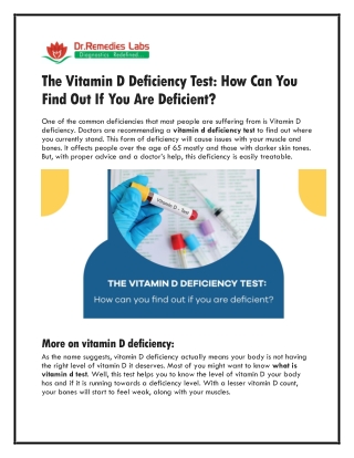 The Vitamin D Deficiency Test: How Can You Find Out If You Are Deficient?