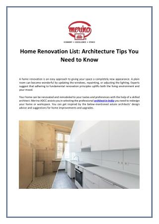 Home Renovation List Architecture Tips You Need to Know