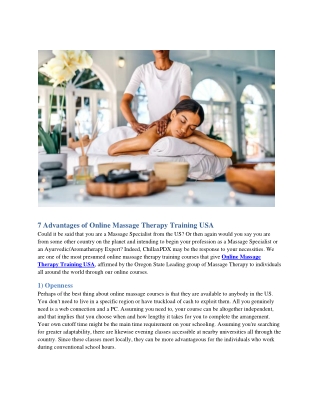 7 Benefits of Online Massage Therapy Training USA