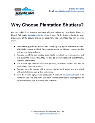 Why Choose Plantation Shutters?