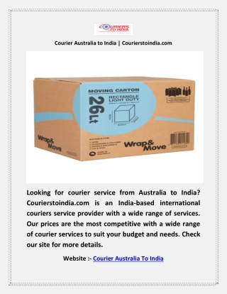 Courier Australia to India | Courierstoindia.com