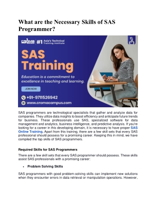 What are the Necessary Skills of SAS Programmer
