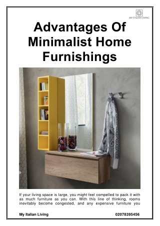Advantages Of Minimalist Home Furnishings
