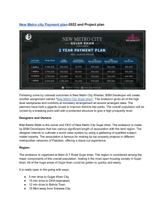 New Metro City Payment Plan