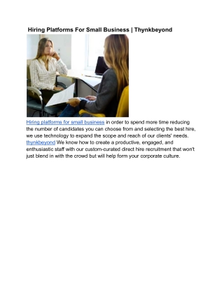 Hiring Platforms For Small Business _ Thynkbeyond