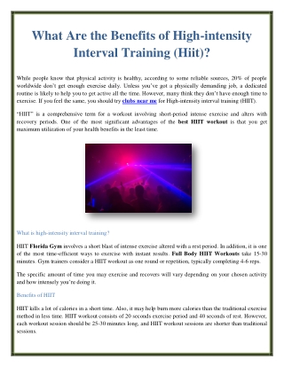 What Are the Benefits of High-intensity Interval Training (Hiit)?