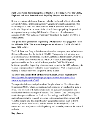 Next-Generation Sequencing (NGS) Market