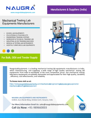 Mechanical Testing Lab Equipments Manufacturers