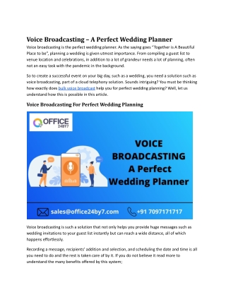 Voice Broadcasting – A Perfect Wedding Planner