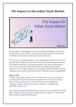 FIIs Impact on the Indian Stock Market