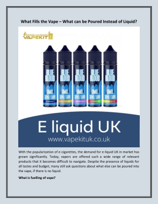What Fills the Vape What can be Poured Instead of Liquid