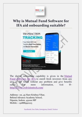 Why is Mutual Fund Software for IFA aid onboarding suitable