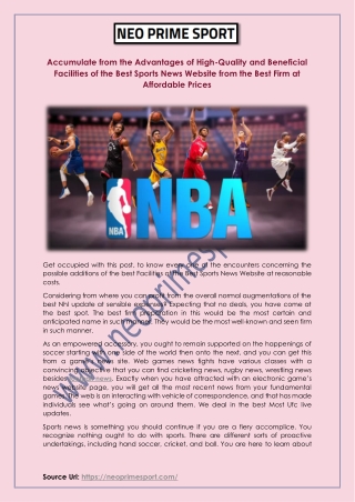 Accumulate from the Advantages of High-Quality and Beneficial Facilities of the Best Sports News Website from the Best F