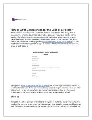How to Offer Condolences for the Loss of a Father | Bizzlibrary