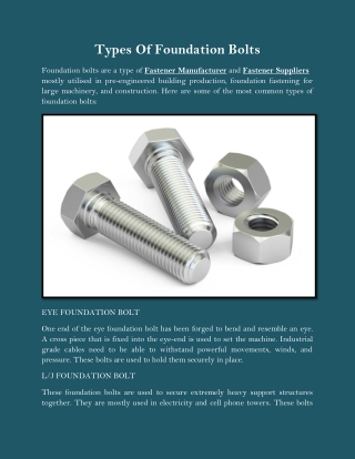 Types Of Foundation Bolts