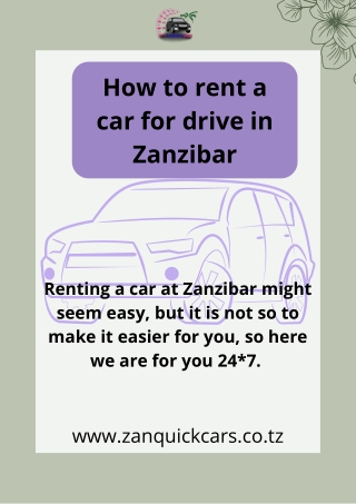 How to rent a car for drive in Zanzibar.