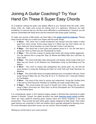 Joining A Guitar Coaching? Try Your Hand On These 8 Super Easy Chords