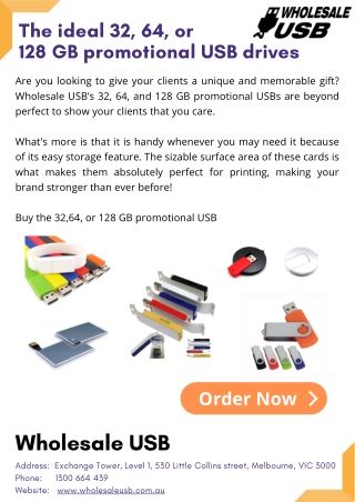 The ideal 32, 64, or  128 GB promotional USB drives