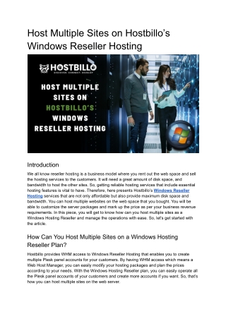 Host Multiple Sites on Hostbillo’s Windows Reseller Hosting