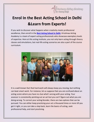 Best Acting School in Delhi