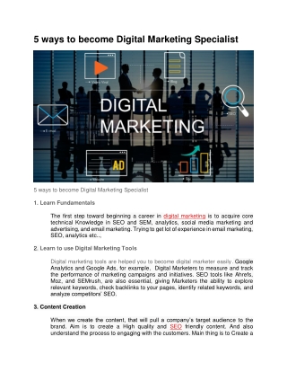 5 ways to become Digital Marketing Specialist