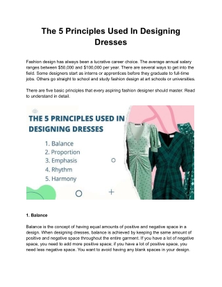 The 5 Principles Used In Designing Dresses