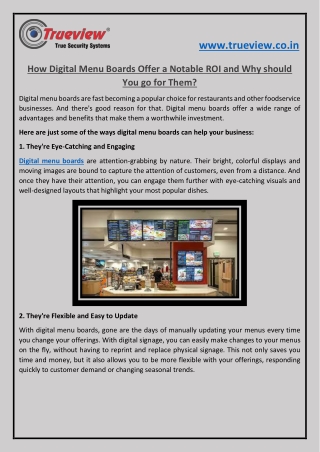 How Digital Menu Boards Offer a Notable ROI and Why should You go for Them?