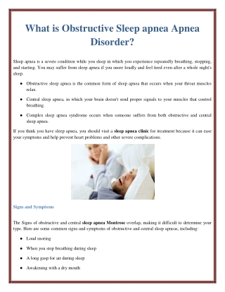 What is Obstructive Sleep apnea Apnea Disorder?