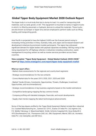 2022 Tipper Body Equipment Industry Global Analysis Report