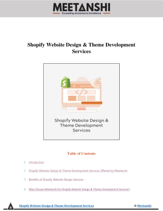 Shopify Website Design & Theme Development Services