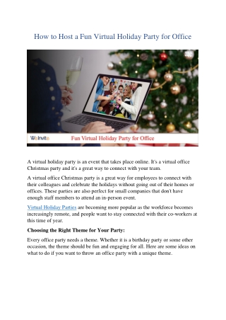 Guide to Host a Fun Virtual Holiday Party for Office