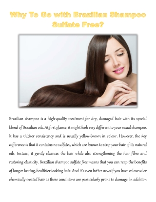 Why To Go with Brazilian Shampoo Sulfate Free