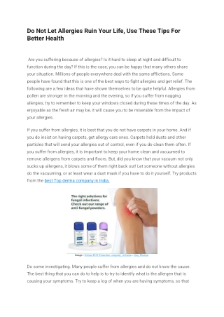 Do Not Let Allergies Ruin Your Life