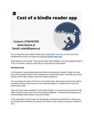 Cost of a kindle reader app