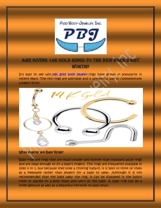 Are Giving 14k Gold Rings To the New Born Baby Worth?