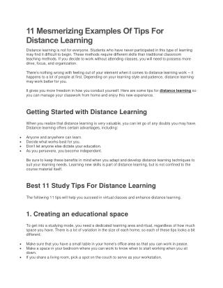 11 Mesmerizing Examples Of Tips For Distance Learning