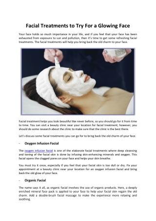 Facial Treatments to Try For a Glowing Face