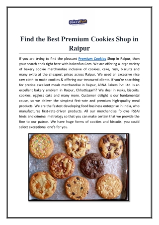 Find the Best Premium Cookies Shop in Raipur