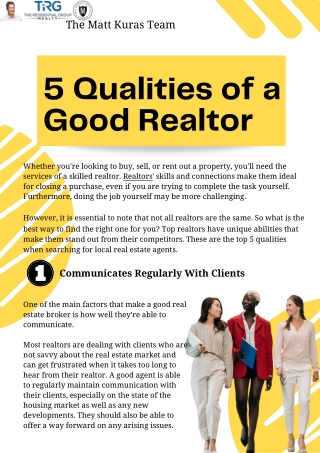 Qualities of a Good Realtors