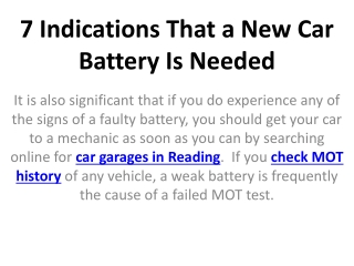 7 Indications That a New Car Battery Is Needed