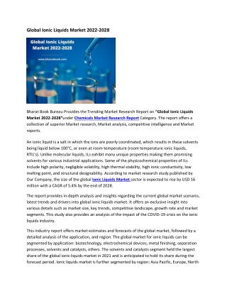 Global Ionic Liquids Market 2022-2028