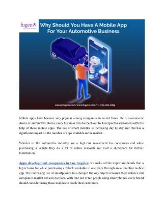 Why Should You Have A Mobile App For Your Automotive Business