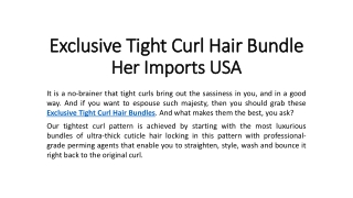 Exclusive Tight Curl Hair Bundle - Her Imports USA