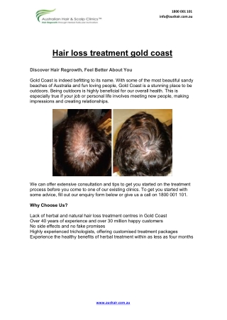 Hair loss treatment gold coast