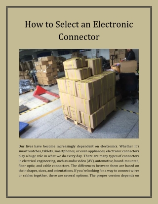 How to Select an Electronic Connector