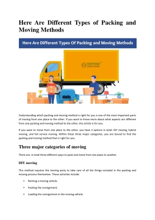Here Are Different Types of Packing and Moving Methods