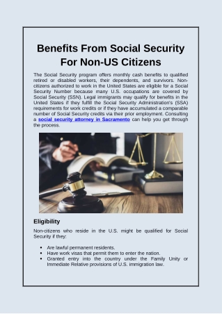 Benefits From Social Security For Non-US Citizens