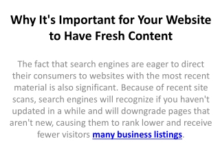Why It's Important for Your Website to Have Fresh Content