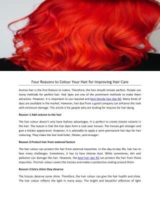 Four Reasons to Colour Your Hair for Improving Hair Care